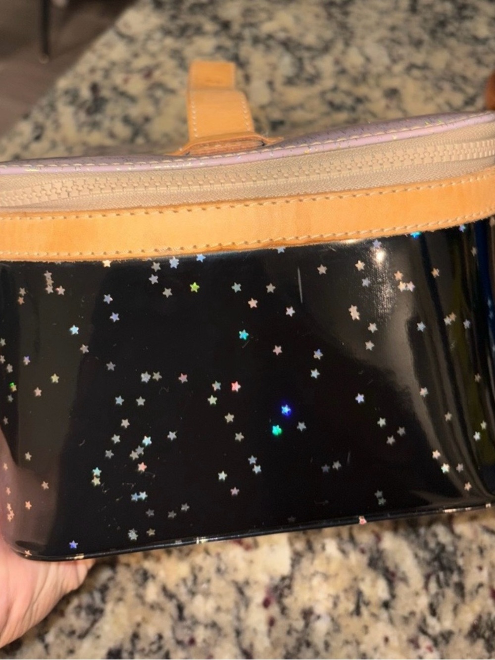 Consuela Glitter Two-Tone Cosmetic Case in Lilac and Black - Picture 6 of 10